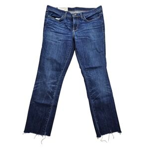 Imogene + Willie Lucy Straight Leg Jeans Dark Wash Raw Hem 29R Made in USA